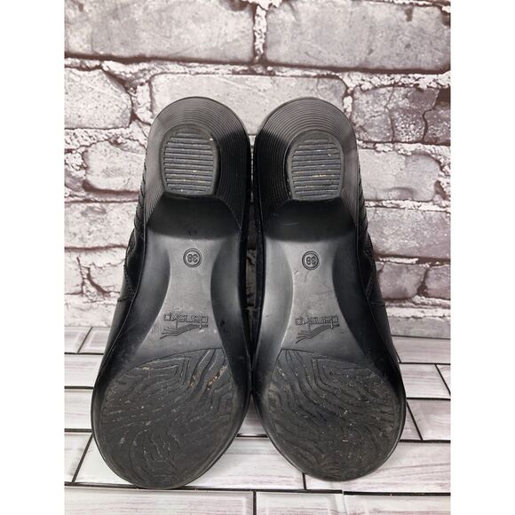 Dansko Black Leather Ankle Boots Block Heel Zip Heel Booties Women 38EU/7.5M US - Picture 9 of 16